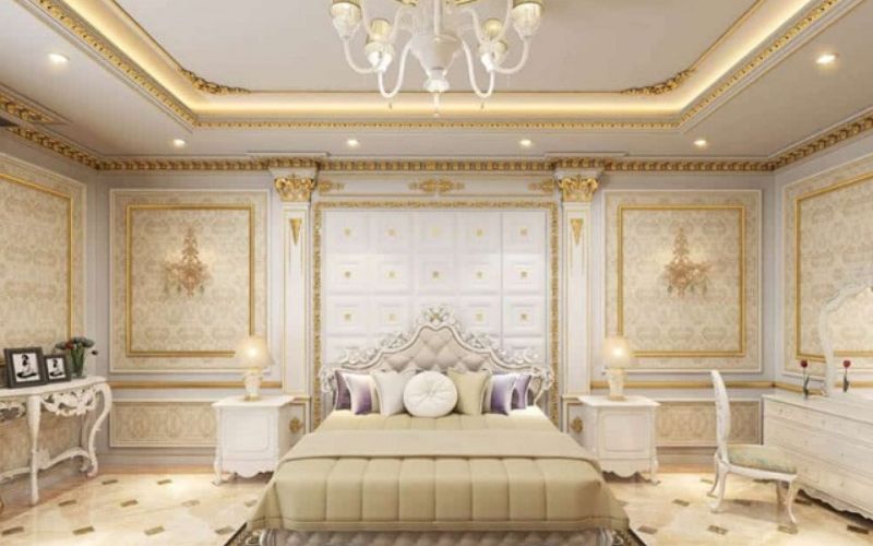 Trần thạch cao chìm kết hợp phào chỉ phong cách cổ điển