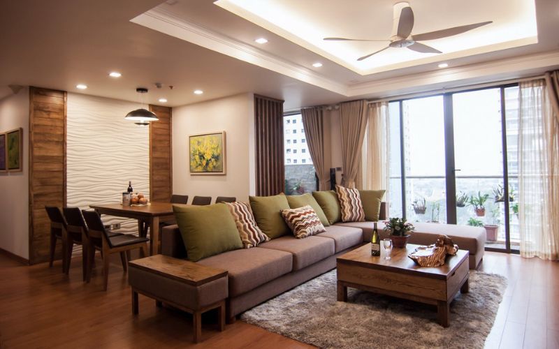 Trần thạch cao giật cấp sang trọng phòng khách